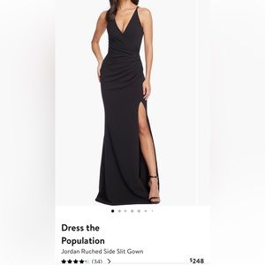 Dress the Population long back dress with slit